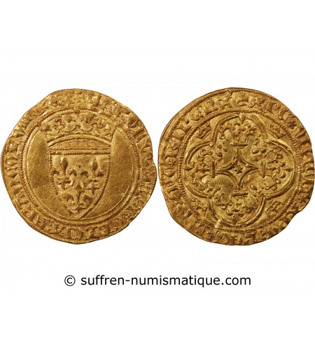 CHARLES VI LE FOU - ECU D'OR A LA COURONNE 1394 ANGERS