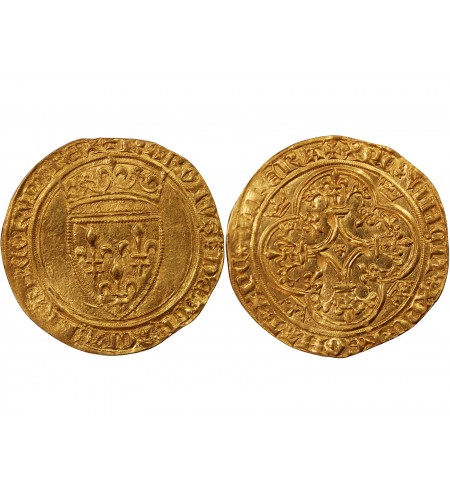 CHARLES VI LE FOU - ECU D'OR A LA COURONNE 1394 ANGERS