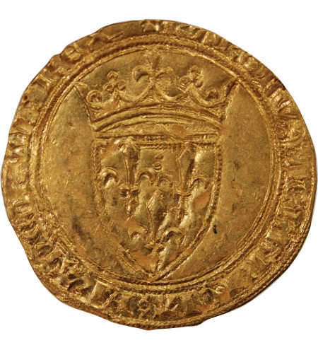 CHARLES VI LE FOU - ECU D'OR A LA COURONNE 1411 ANGERS