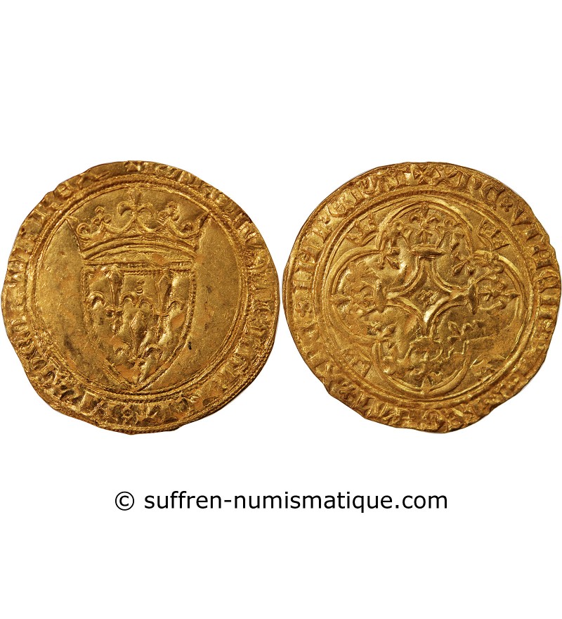 CHARLES VI LE FOU - ECU D'OR A LA COURONNE 1411 ANGERS