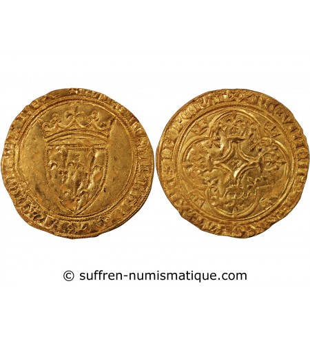 CHARLES VI LE FOU - ECU D'OR A LA COURONNE 1411 ANGERS