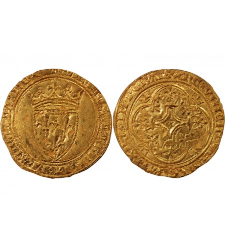 CHARLES VI LE FOU - ECU D'OR A LA COURONNE 1411 ANGERS