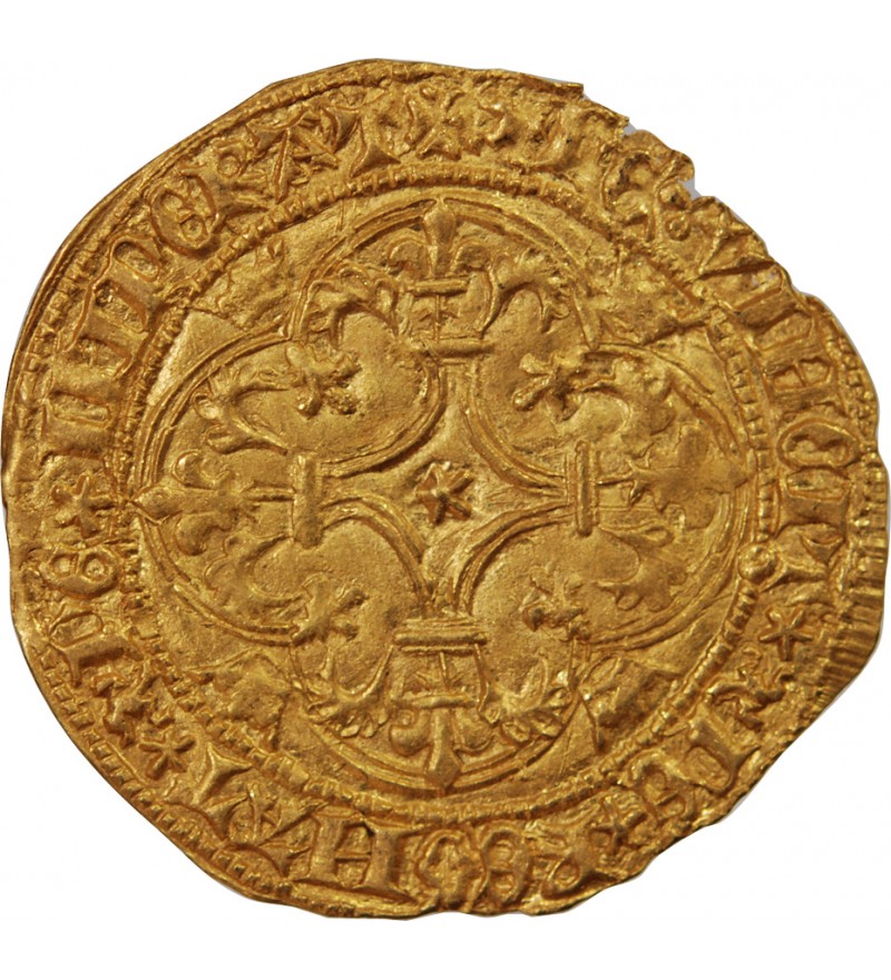 CHARLES VI LE FOU - ECU D'OR A LA COURONNE 1411 LA ROCHELLE