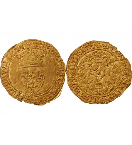 CHARLES VI LE FOU - ECU D'OR A LA COURONNE 1411 LA ROCHELLE