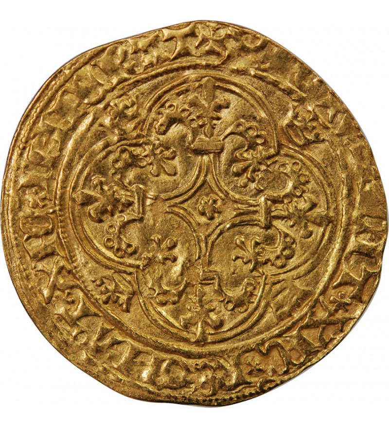 CHARLES VI LE FOU - ECU D'OR A LA COURONNE 1394 TROYES