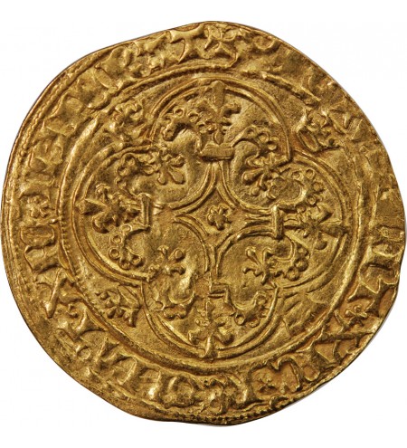 CHARLES VI LE FOU - ECU D'OR A LA COURONNE 1394 TROYES
