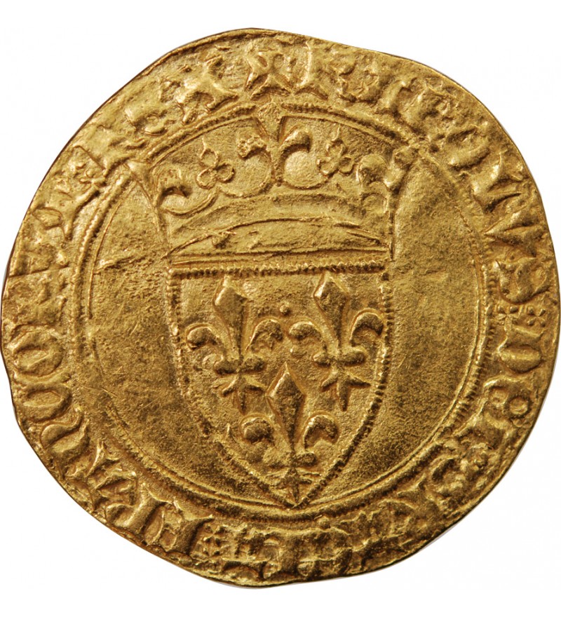 CHARLES VI LE FOU - ECU D'OR A LA COURONNE 1394 TROYES