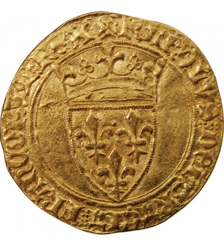 CHARLES VI LE FOU - ECU D'OR A LA COURONNE 1394 TROYES