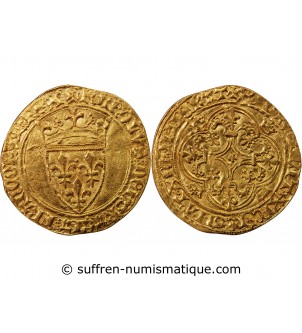 CHARLES VI LE FOU - ECU D'OR A LA COURONNE 1394 TROYES