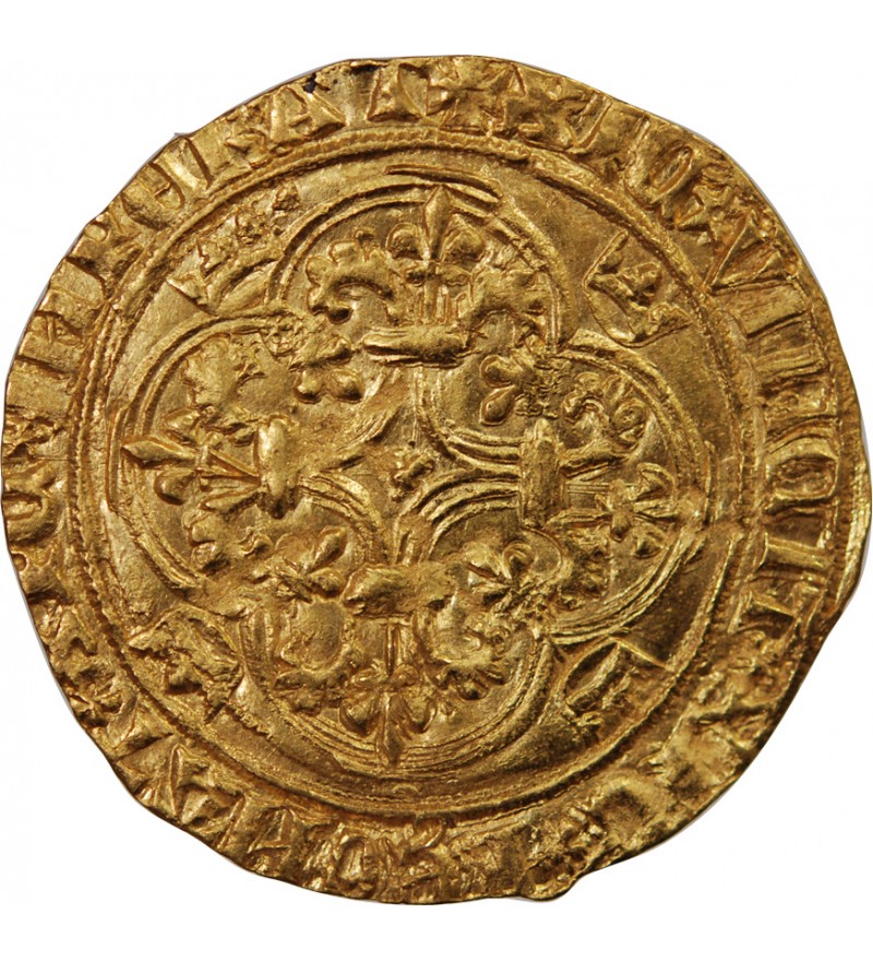 CHARLES VI LE FOU - ECU D'OR A LA COURONNE 1411 TROYES