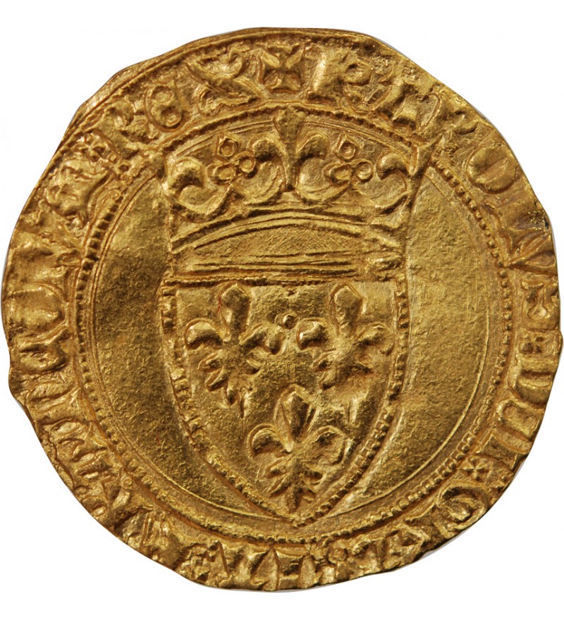 CHARLES VI LE FOU - ECU D'OR A LA COURONNE 1411 TROYES