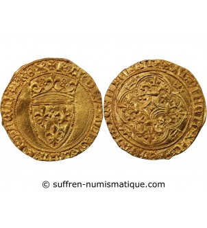 CHARLES VI LE FOU - ECU D'OR A LA COURONNE 1411 TROYES