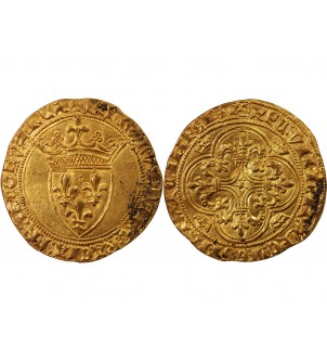 CHARLES VI LE FOU - ECU D'OR A LA COURONNE 1394 TOULOUSE 2
