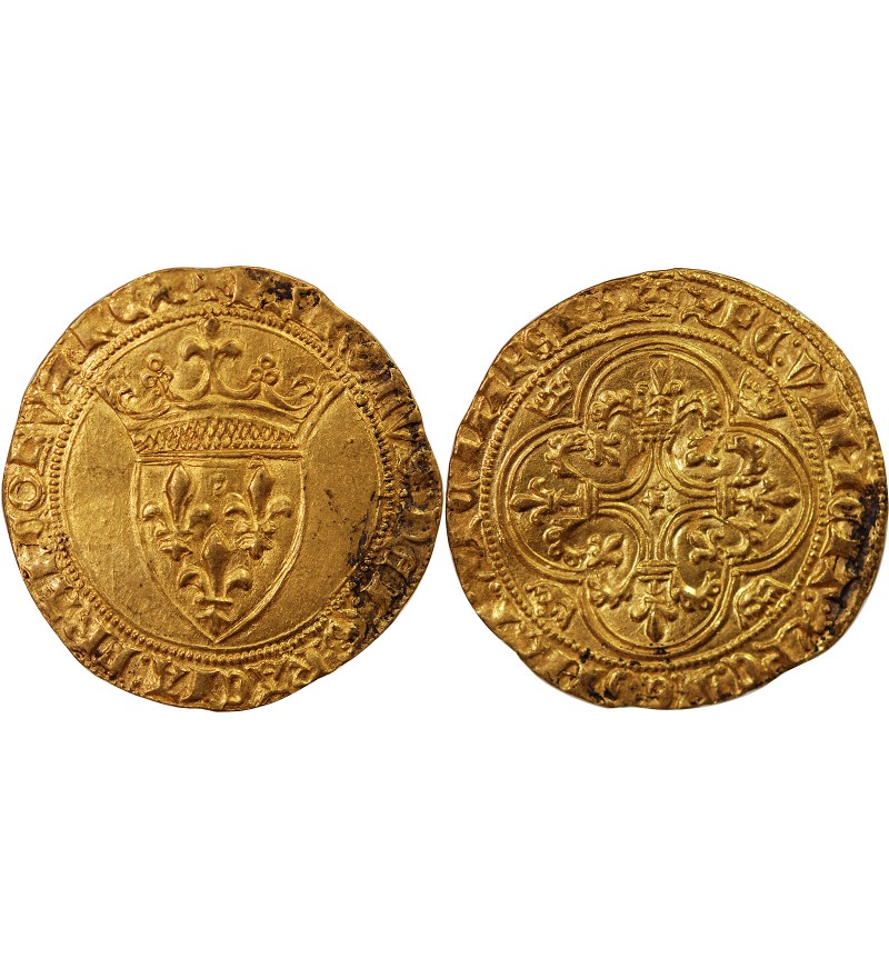 CHARLES VI LE FOU - ECU D'OR A LA COURONNE 1394 TOULOUSE