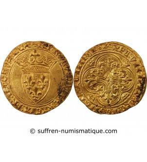 CHARLES VI LE FOU - ECU D'OR A LA COURONNE 1394 TOULOUSE