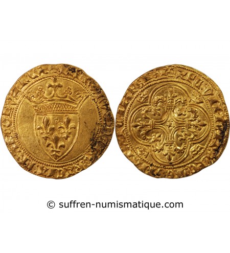 CHARLES VI LE FOU - ECU D'OR A LA COURONNE 1394 TOULOUSE