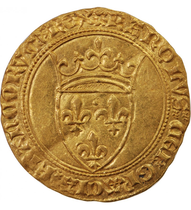 CHARLES VI LE FOU - ECU D'OR A LA COURONNE 1394 MONTPELLIER