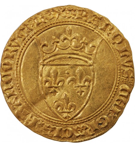 CHARLES VI LE FOU - ECU D'OR A LA COURONNE 1394 MONTPELLIER