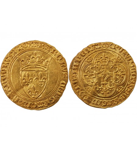 CHARLES VI LE FOU - ECU D'OR A LA COURONNE 1394 MONTPELLIER