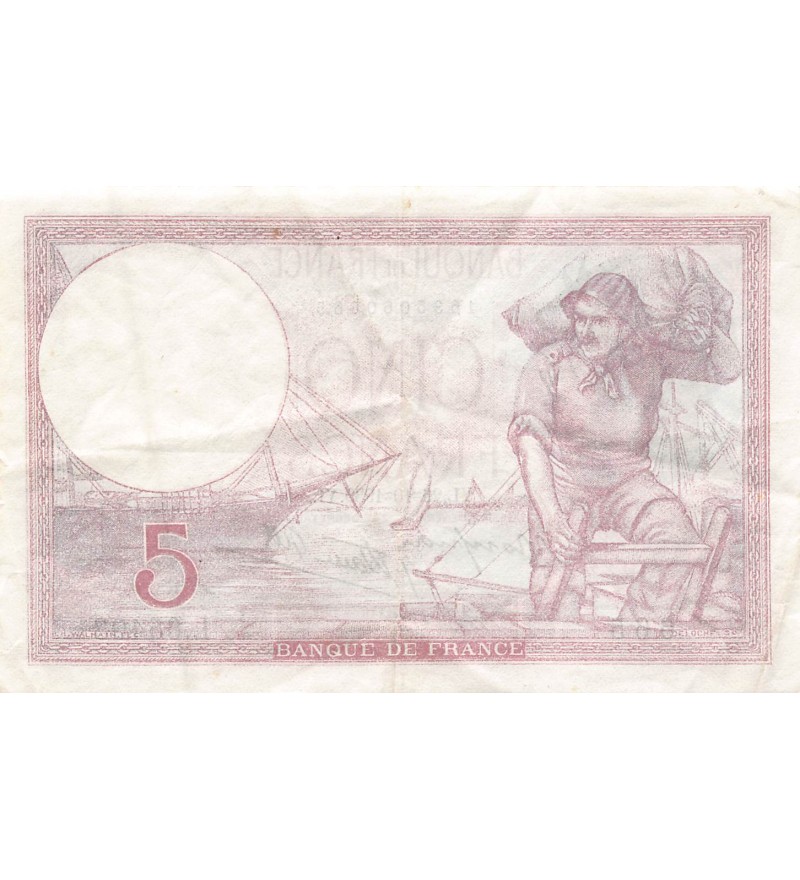 FRANCE - 5 FRANCS VIOLET 26/10/1939 - TTB
