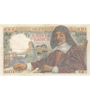 FRANCE - 100 FRANCS DESCARTES 15/05/1942 - TTB 2
