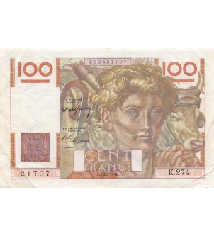 FRANCE - 100 FRANCS JEUNE PAYSAN 02/12/1948 - TTB 2