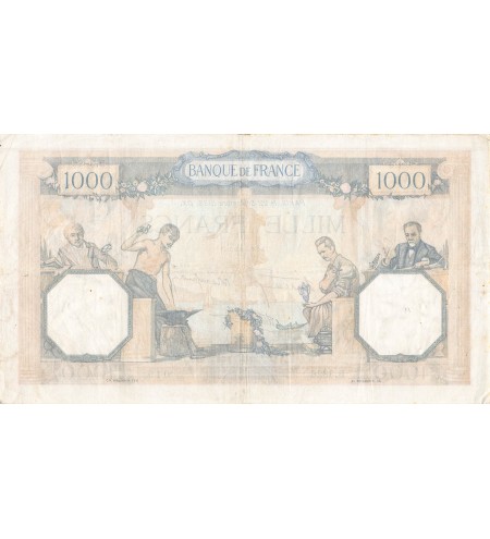 FRANCE, CÉRÈS ET MERCURE - 1000 FRANCS 22/09/1938 - TTB