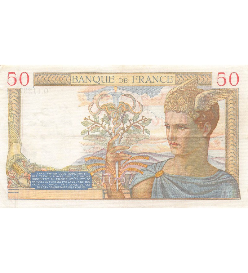 FRANCE - 50 FRANCS CERES 28/09/1939 - TTB+