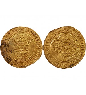 CHARLES VI LE FOU - ECU D'OR A LA COURONNE 1394 SAINT-ANDRE VILLENEUVE LES AVIGNON 2