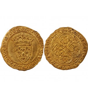CHARLES VI LE FOU - ECU D'OR A LA COURONNE 1411 PARIS 2