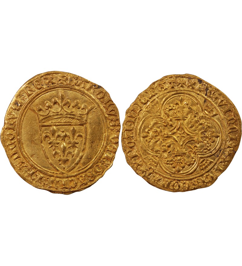 CHARLES VI LE FOU - ECU D'OR A LA COURONNE 1411 PARIS
