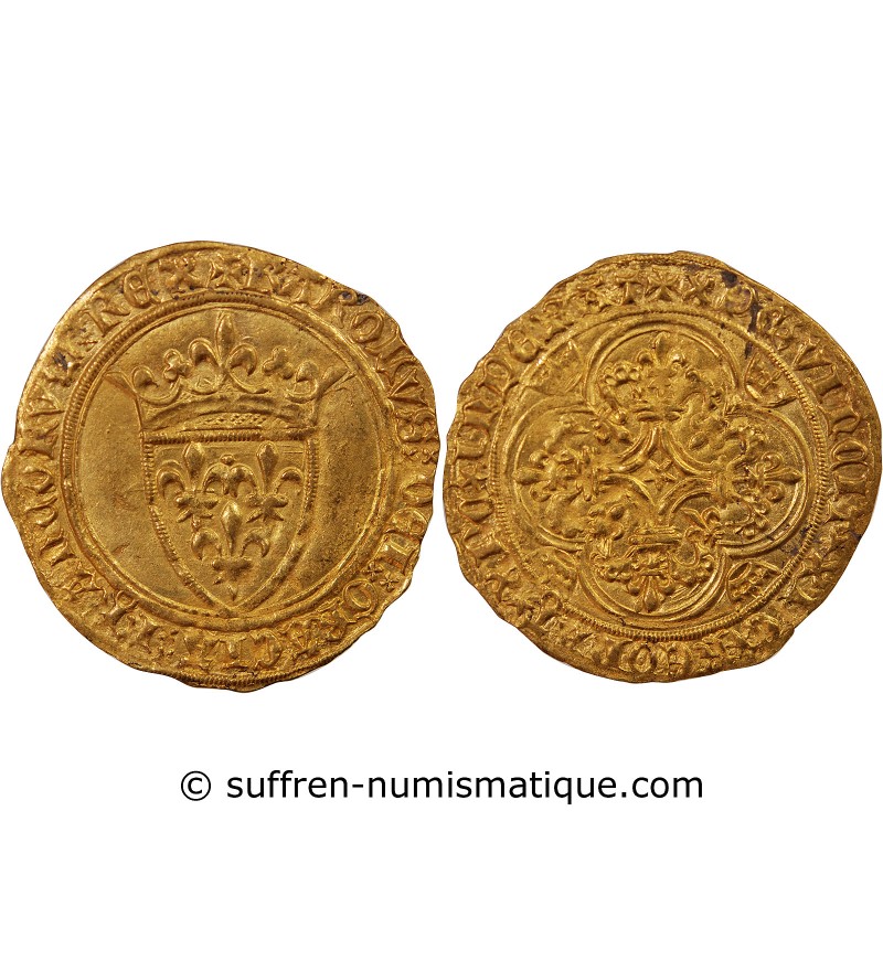 CHARLES VI LE FOU - ECU D'OR A LA COURONNE 1411 PARIS