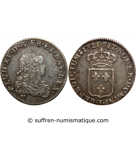 LOUIS XV - 1/3 ECU DE FRANCE 1721 T NANTES