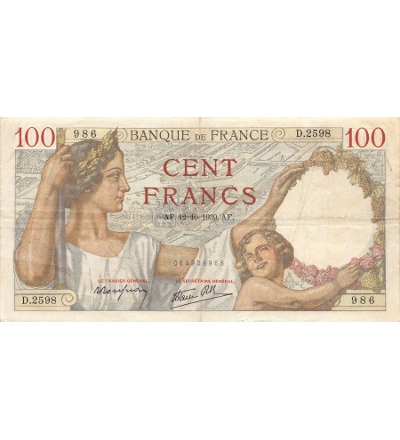 FRANCE - 100 FRANCS SULLY 12/10/1939 - TTB