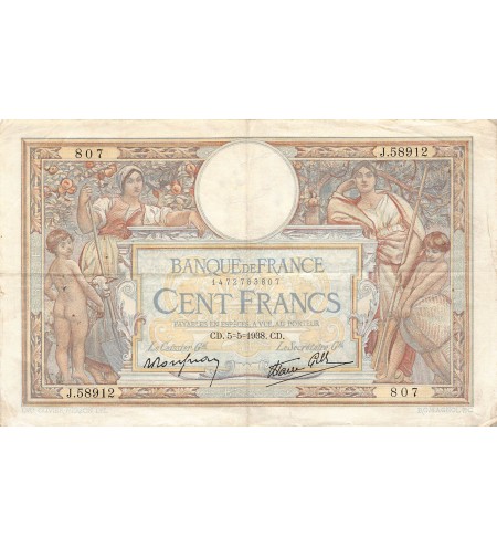 FRANCE - 100 FRANCS LUC-OLIVIER MERSON 05/05/1938 - TB+