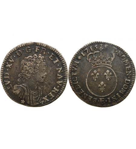 LOUIS XV - 1/10 ECU VERTUGADIN 1716 E TOURS