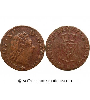 LOUIS XV﻿ - LIARD A LA VIEILLE TETE 1774 H LA ROCHELLE