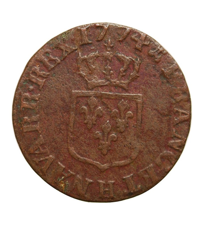 LOUIS XV﻿ - LIARD A LA VIEILLE TETE 1774 H LA ROCHELLE