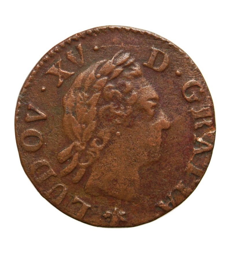 LOUIS XV﻿ - LIARD A LA VIEILLE TETE 1774 H LA ROCHELLE