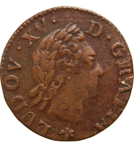 LOUIS XV﻿ - LIARD A LA VIEILLE TETE 1774 H LA ROCHELLE