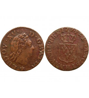 LOUIS XV﻿ - LIARD A LA VIEILLE TETE 1774 H LA ROCHELLE 2