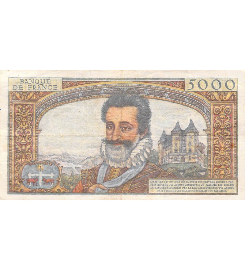 FRANCE, HENRI IV - 5000 FRANCS 05/12/1957 - TB+
