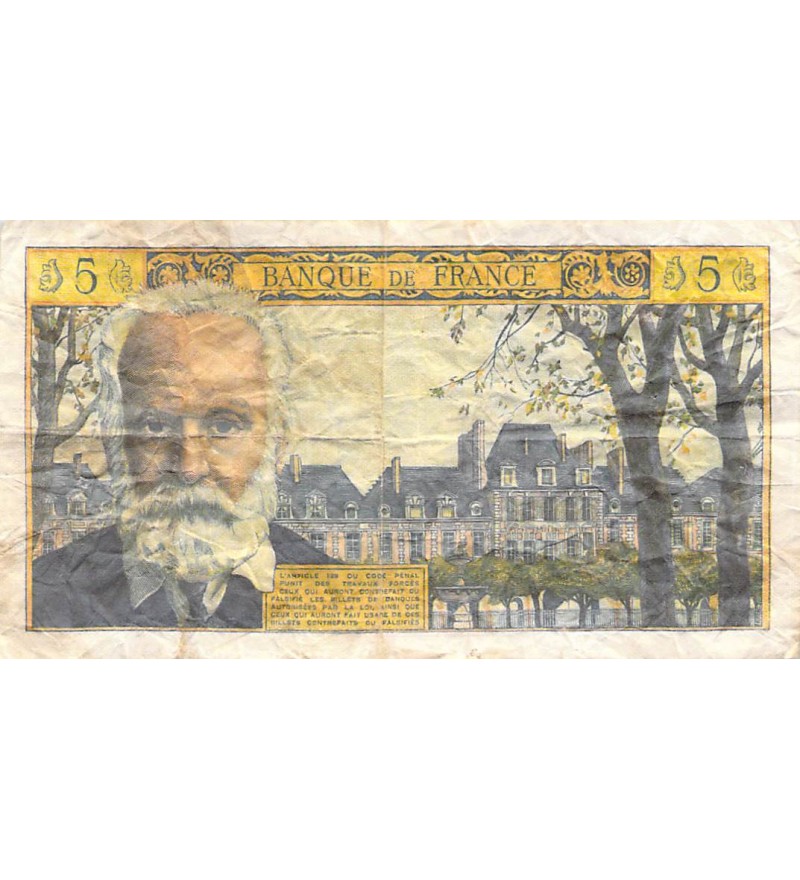 FRANCE, VICTOR HUGO - 5 NF 07/10/1965 - TB
