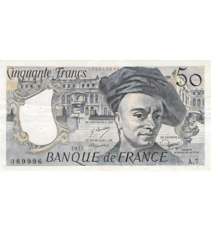 FRANCE, QUENTIN DE LA TOUR - 50 FRANCS 1977 - SERIE A.7 - TTB