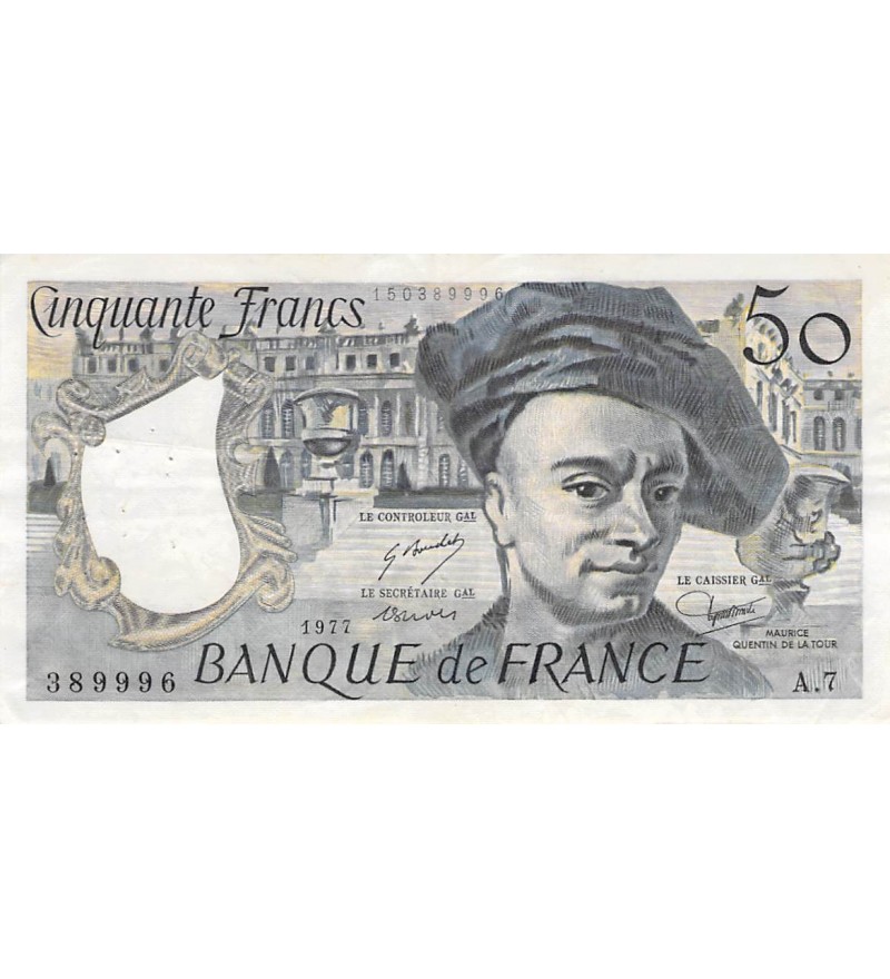 FRANCE, QUENTIN DE LA TOUR - 50 FRANCS 1977 - SERIE A.7 - TTB