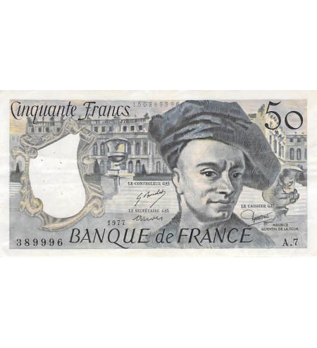 FRANCE, QUENTIN DE LA TOUR - 50 FRANCS 1977 - SERIE A.7 - TTB