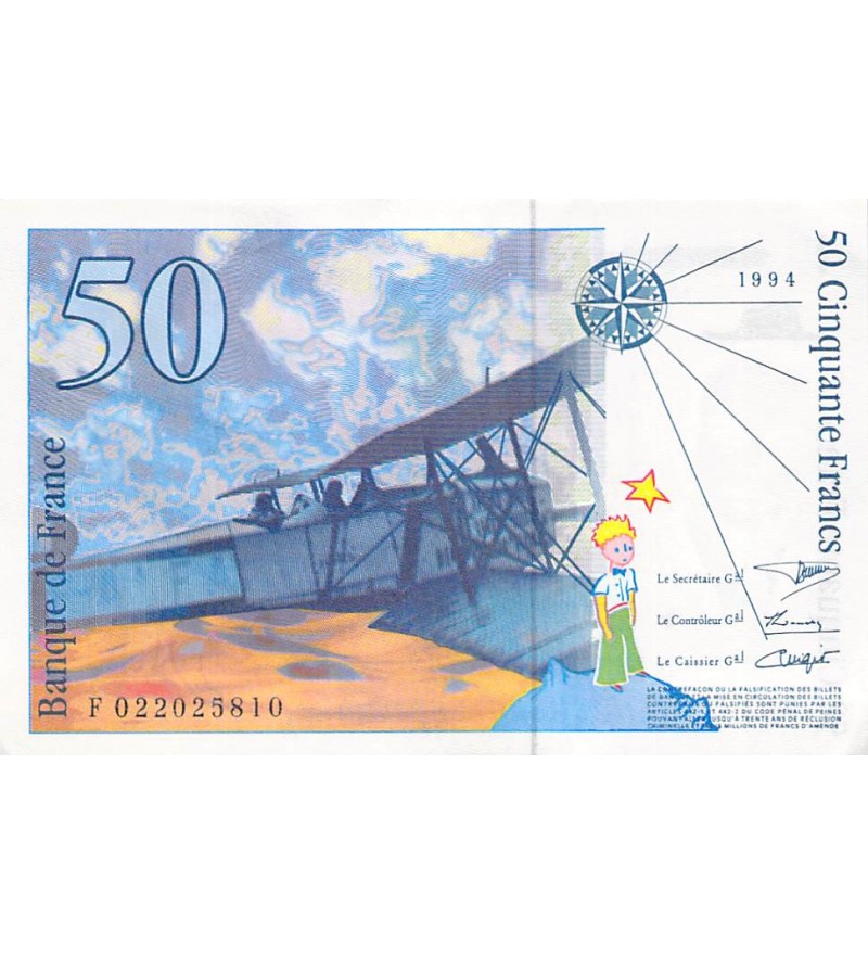 FRANCE, SAINT-EXUPERY - 50 FRANCS 1994 - SUP