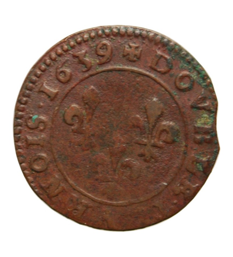 LOUIS XIII - DOUBLE TOURNOIS 1639 "Atelier de l'axe Loire-Rhône"﻿