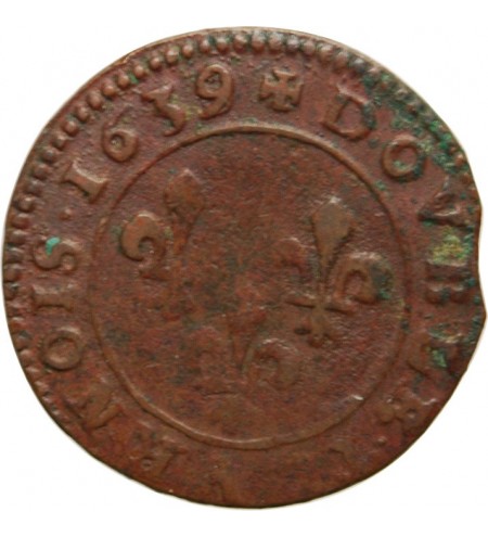 LOUIS XIII - DOUBLE TOURNOIS 1639 "Atelier de l'axe Loire-Rhône"﻿