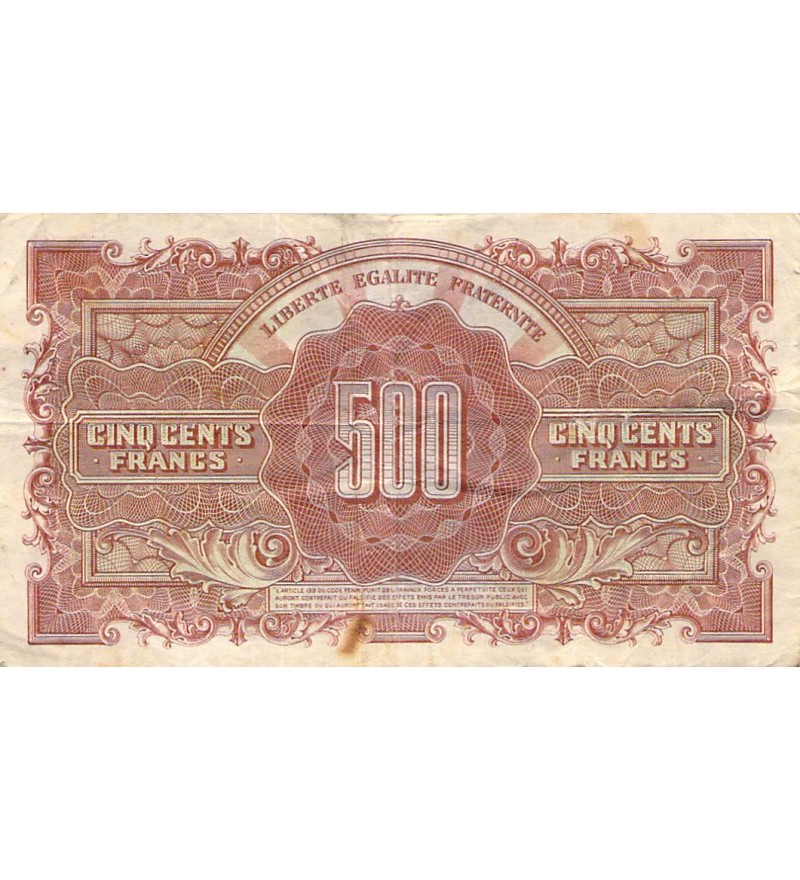 BILLET DU TRESOR - 500 FRANCS MARIANNE type 1945 Série 68 M - TB+